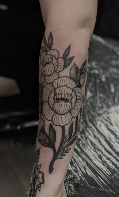 Ornamental Blackwork Flowers