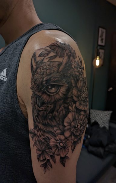 Owl and Flowers