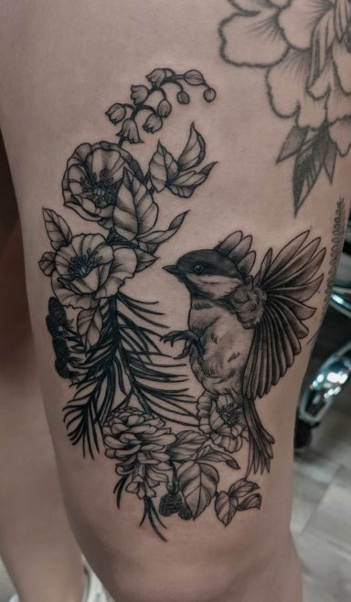 Chickadee Botanical Piece