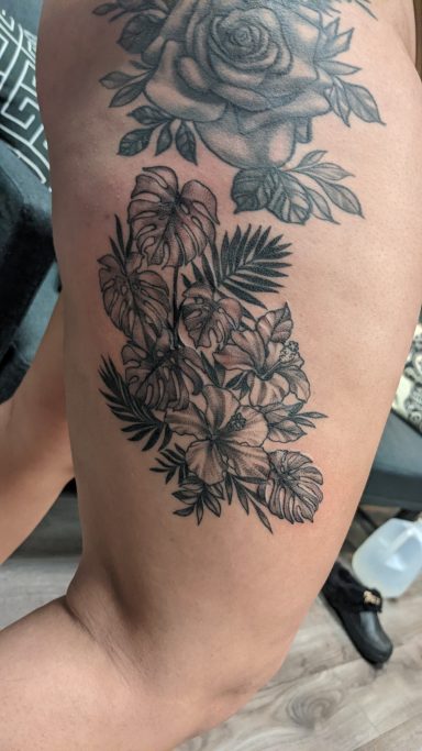 Tropical Flora on Thigh