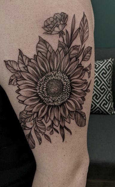Blackwork Sunflower