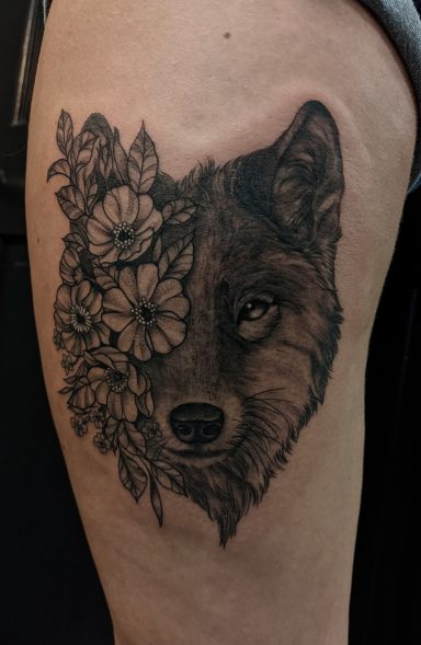 Wolf and Flowers