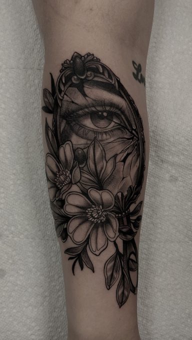 Victorian Hand Mirror and Flowers