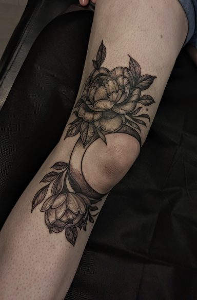 Crescent Moon and Flowers around Knee