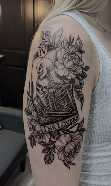 The Lovers Tarot Card w/Flowers